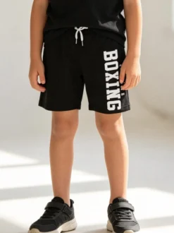 Xtreme Boxing Bermuda sportivi da ragazzo con coulisse e logo - nero