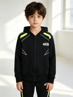 Xtreme Boxing Felpa da ragazzo in cotone con cappuccio e zip - blu scuro