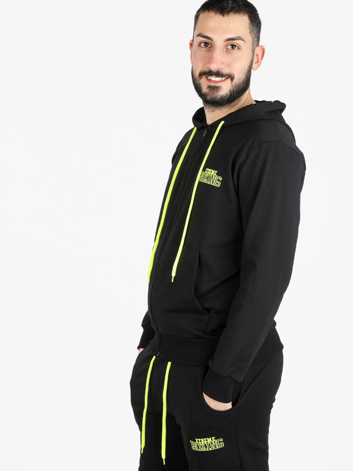 Xtreme Boxing Felpa da uomo con cappuccio e zip