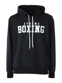 Xtreme Boxing Felpa da uomo in cotone con cappuccio e logo - blu scuro