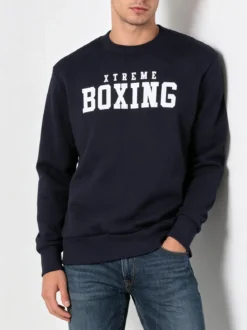 Xtreme Boxing Felpa girocollo da uomo invernale con logo - blu scuro