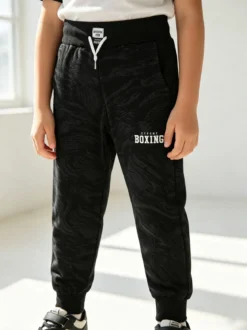 Xtreme Boxing Pantaloni sportivi da ragazzo con coulisse e polsini - nero