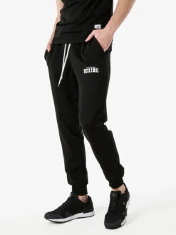 Xtreme Boxing Pantaloni sportivi da uomo in cotone con coulisse e polsini - nero