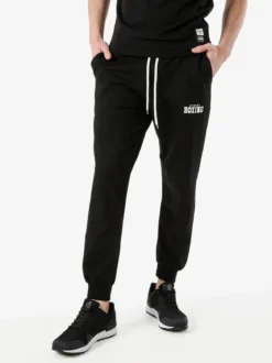 Xtreme Boxing Pantaloni sportivi da uomo in cotone con coulisse e polsini - nero