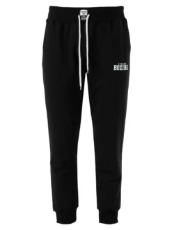 Xtreme Boxing Pantaloni sportivi da uomo in cotone con coulisse e polsini - nero