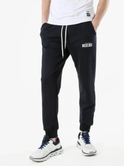 Xtreme Boxing Pantaloni sportivi da uomo in cotone con coulisse e polsini - blu scuro