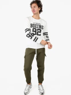 Xtreme Boxing Pantaloni tuta cargo da uomo felpati - militare
