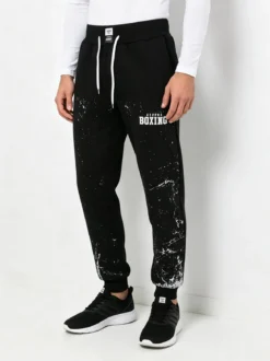 Xtreme Boxing Pantaloni tuta da uomo felpati con polsini - nero