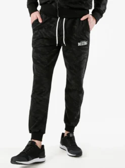 Xtreme Boxing Pantaloni tuta da uomo in cotone con stampe e polsini - nero