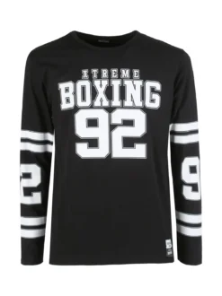 Xtreme Boxing T-shirt da uomo a maniche lunghe con logo - nero