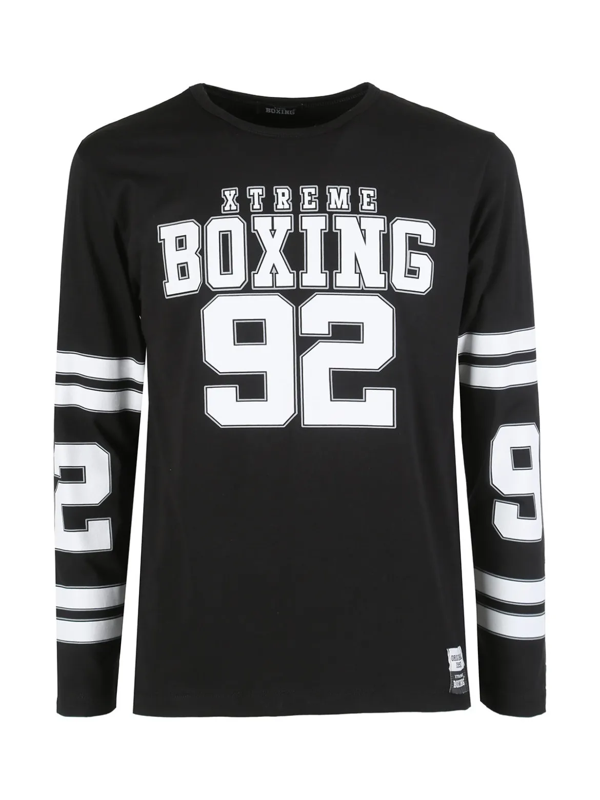 Xtreme Boxing T-shirt da uomo a maniche lunghe con logo - nero