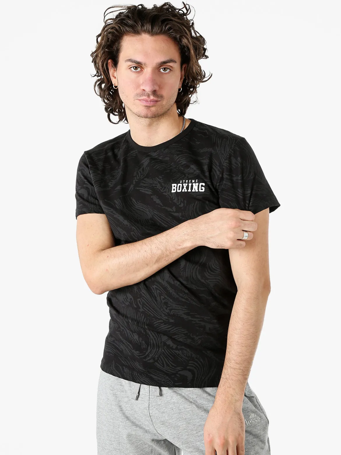 Xtreme Boxing T-shirt da uomo in cotone con logo - nero