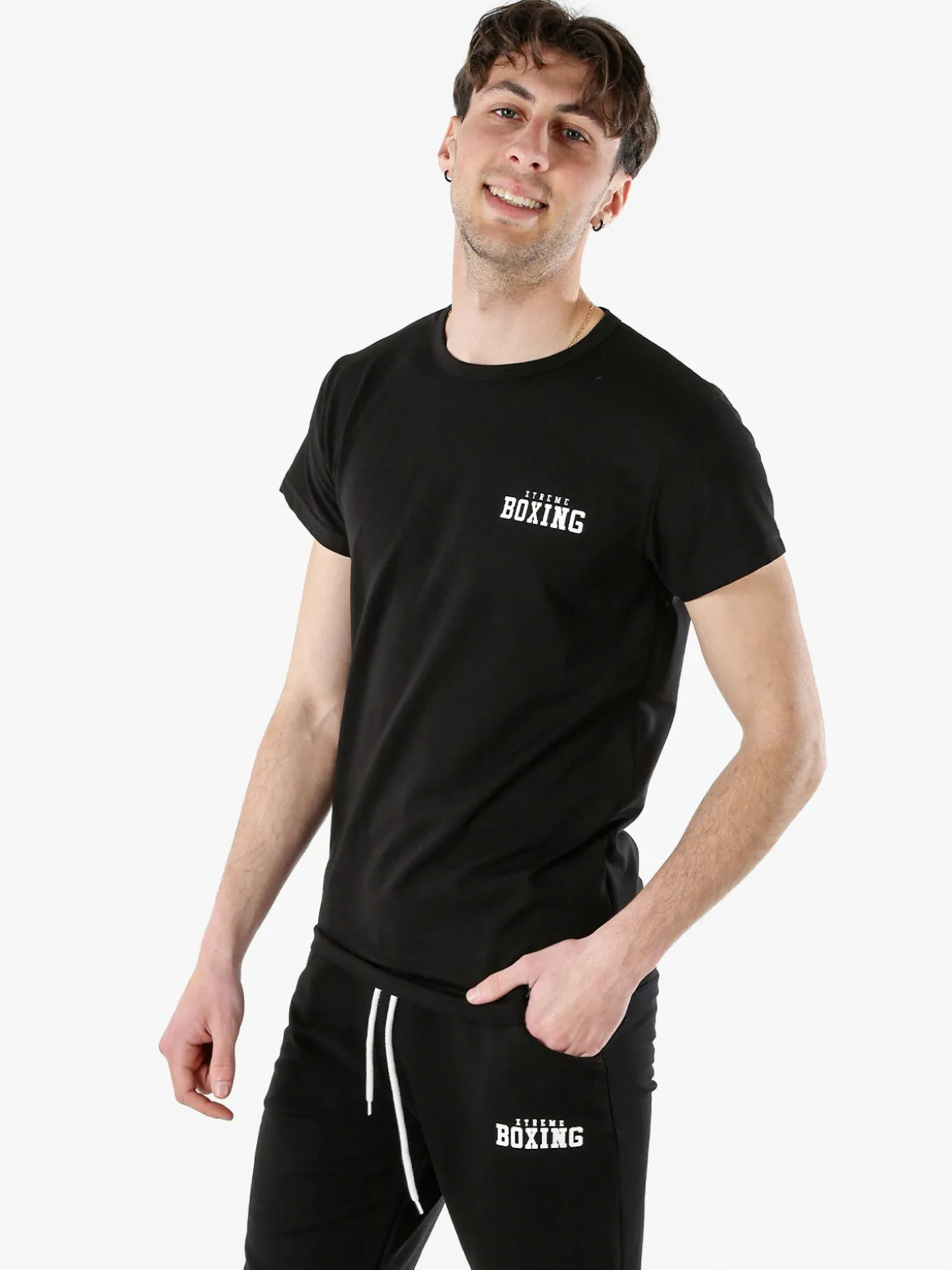 Xtreme Boxing T-shirt girocollo da uomo in cotone con logo - nero