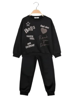 Yes! Do Kid'S Completo 2 pezzi da bambina con felpa e pantalone - nero