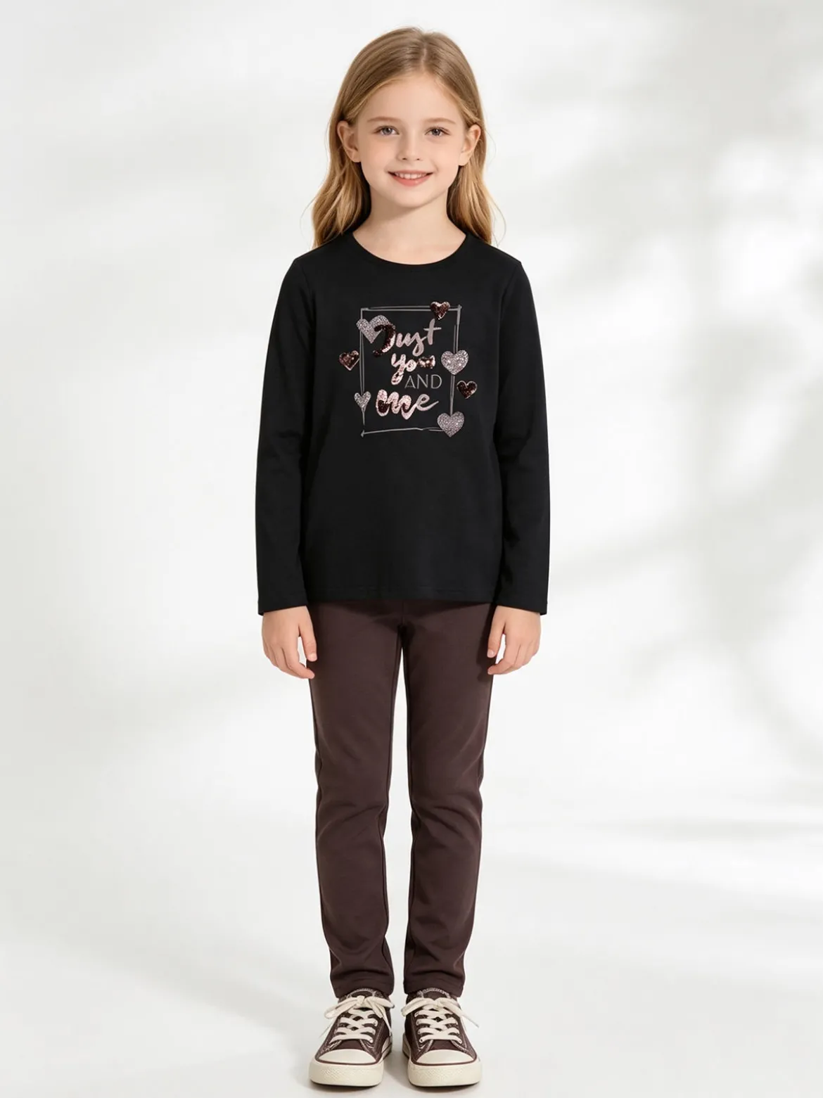 Yes! Do Kid'S Completo 2 pezzi da bambina con maglietta e leggings - nero