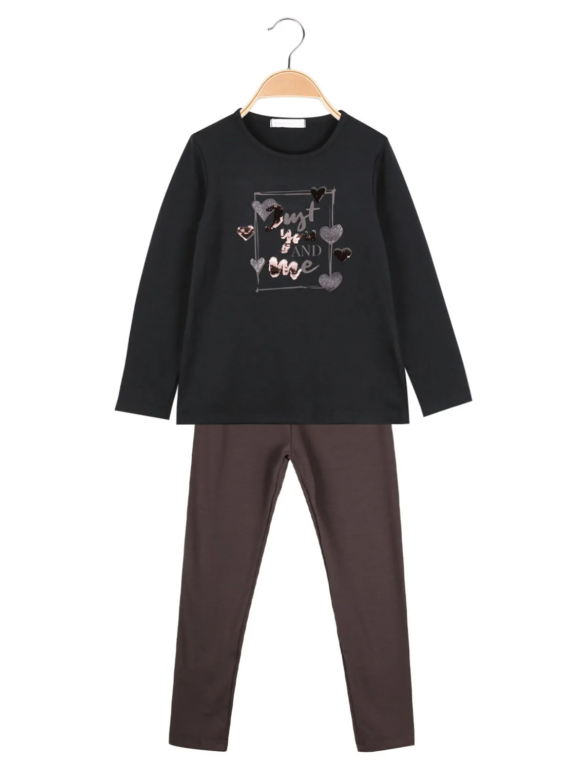 Yes! Do Kid'S Completo 2 pezzi da bambina con maglietta e leggings - nero
