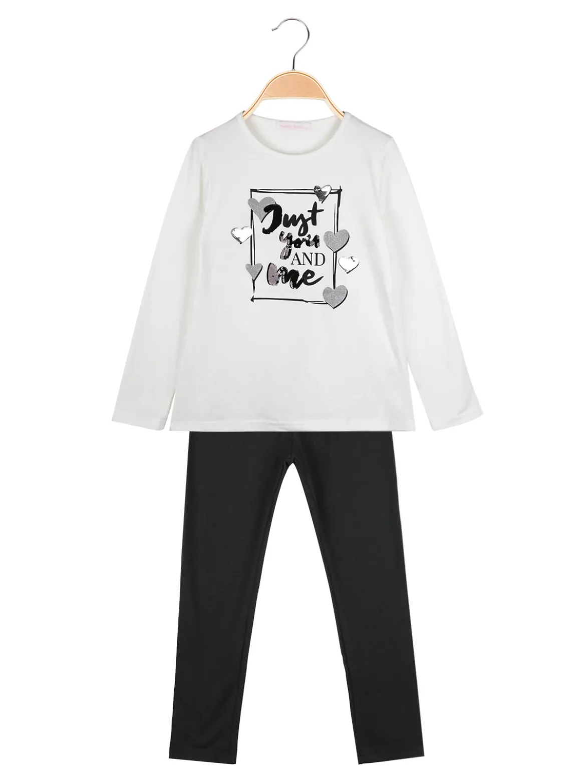 Yes! Do Kid'S Completo 2 pezzi da bambina con maglietta e leggings - bianco