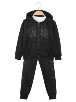 Yes! Do Kid'S Completo 3 pezzi da bambina con strass e borchie - nero