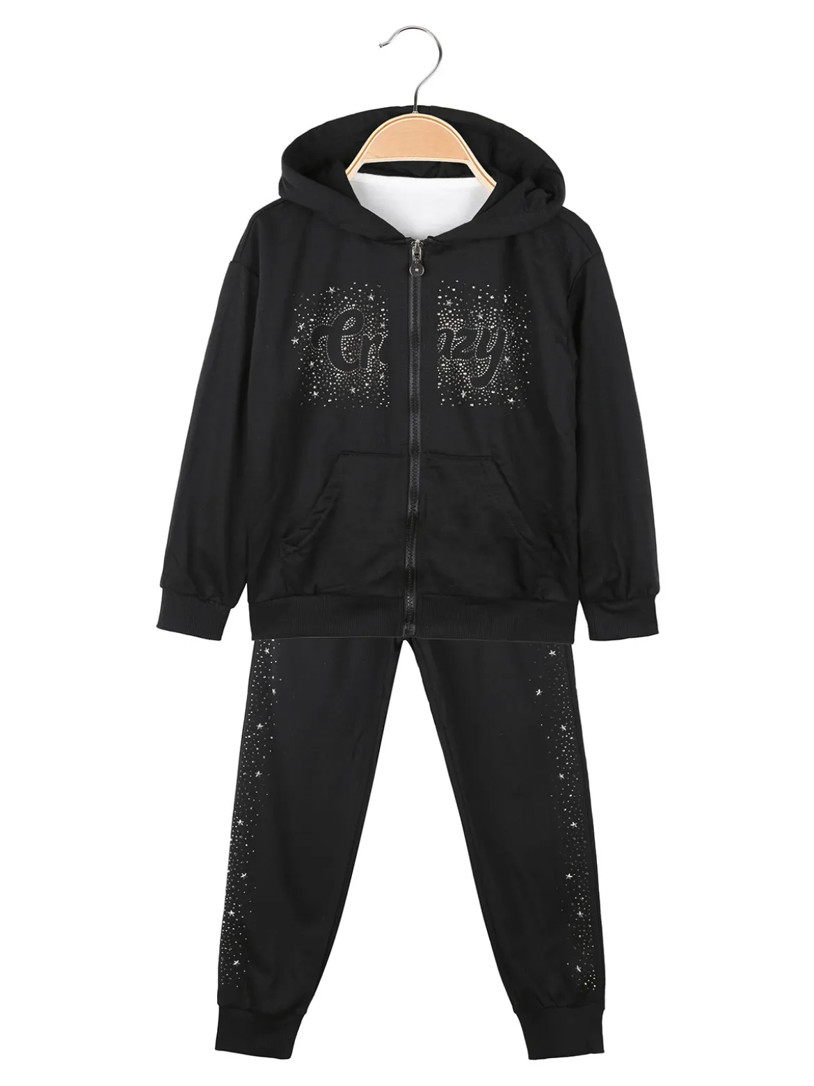 Yes! Do Kid'S Completo 3 pezzi da bambina con strass e borchie - nero