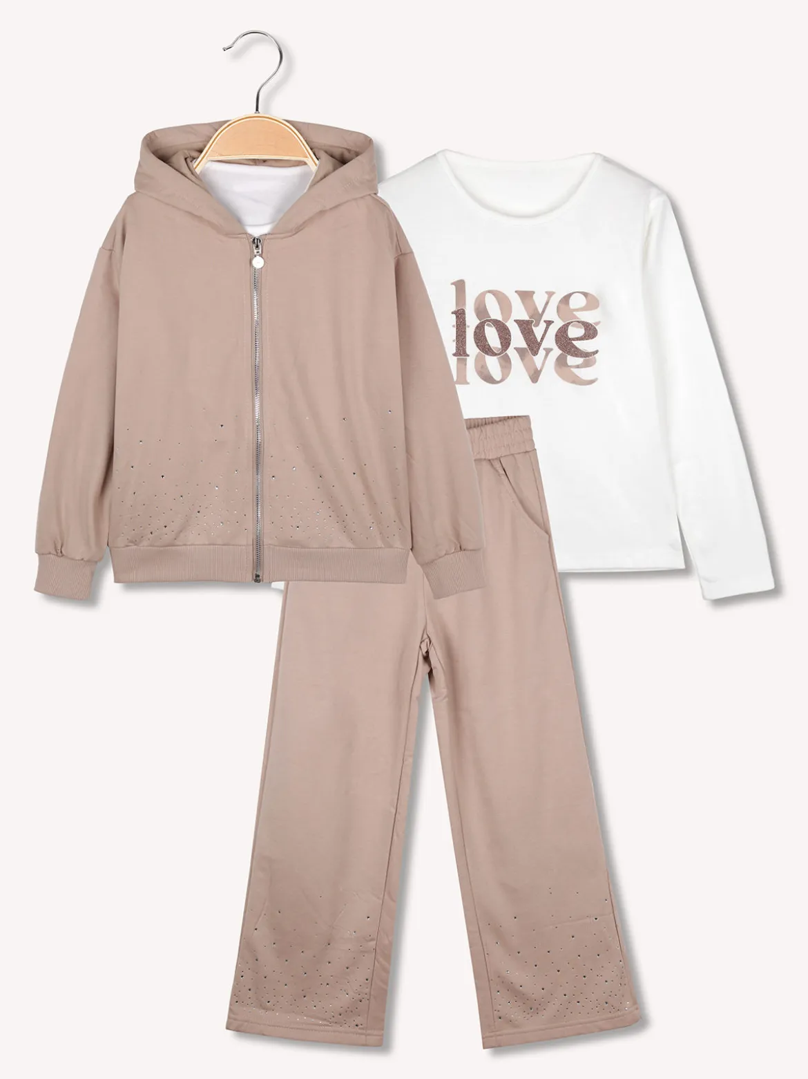 Yes! Do Kid'S Completo 3 pezzi da bambina con strass - khaki