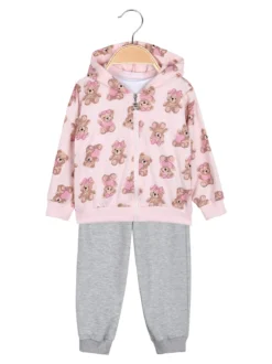 Yes! Do Kid'S Completo tuta 3 pezzi da neonata con cappuccio e zip - rosa