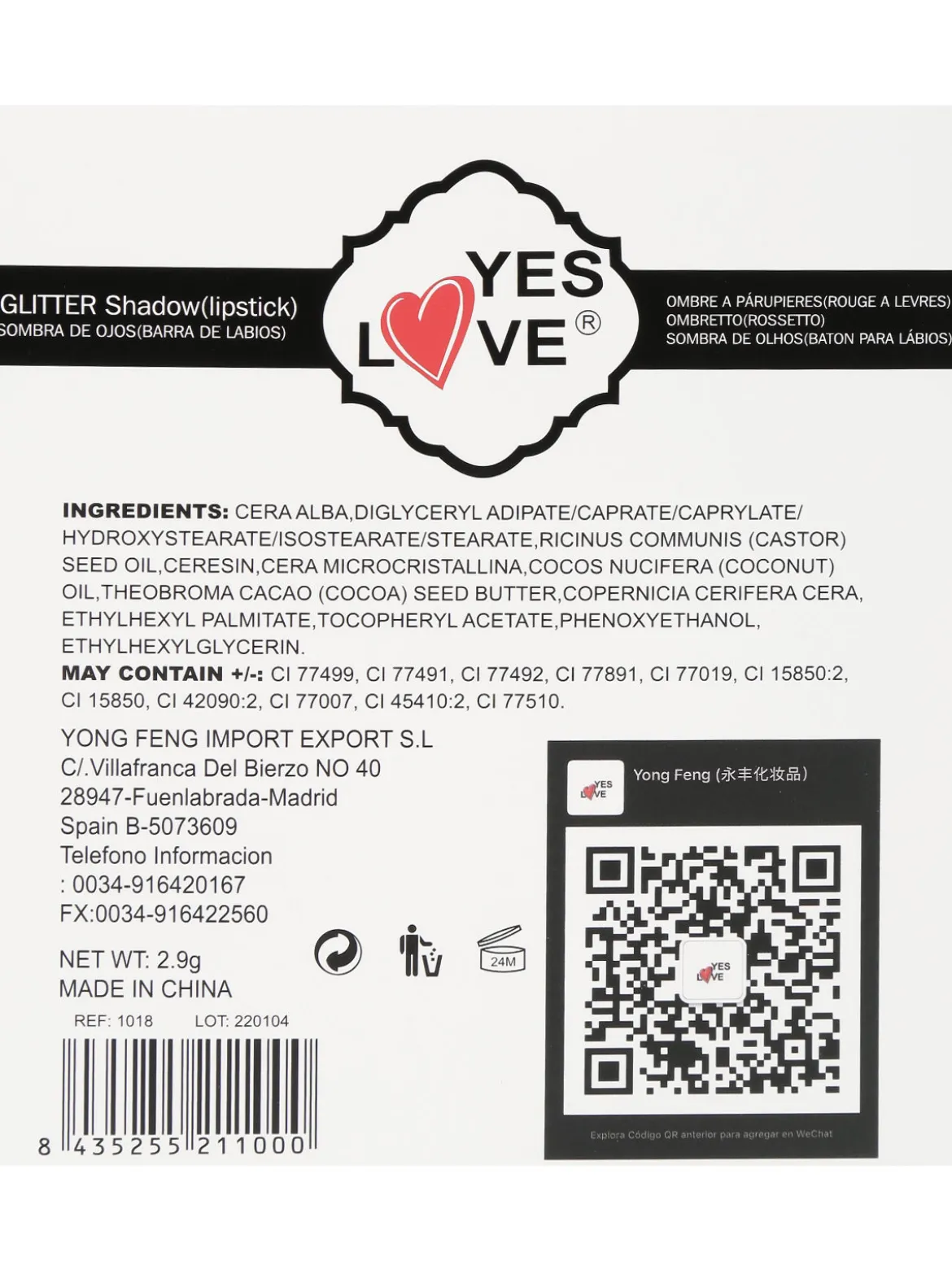Yes Love Cosmetics Matitone nero con temperino
