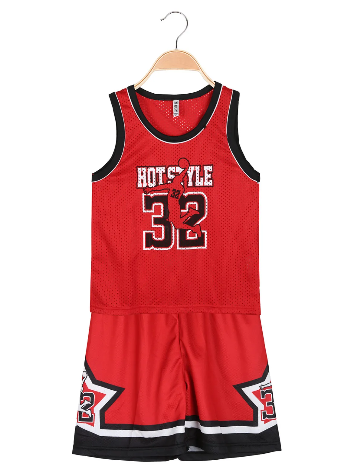 Yi Boy Completo corto da bambino con canotta sportiva e bermuda - rosso