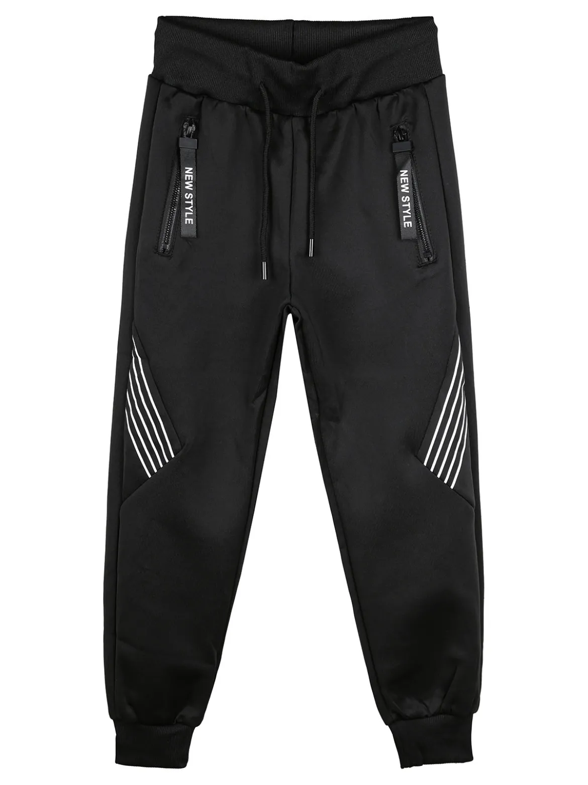 Yi Boy Pantaloni da bambino con coulisse e polsini - nero