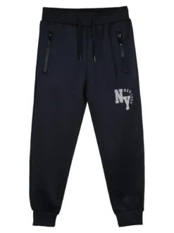 Yi Boy Pantaloni tuta da bambino con polsini e coulisse - blu scuro