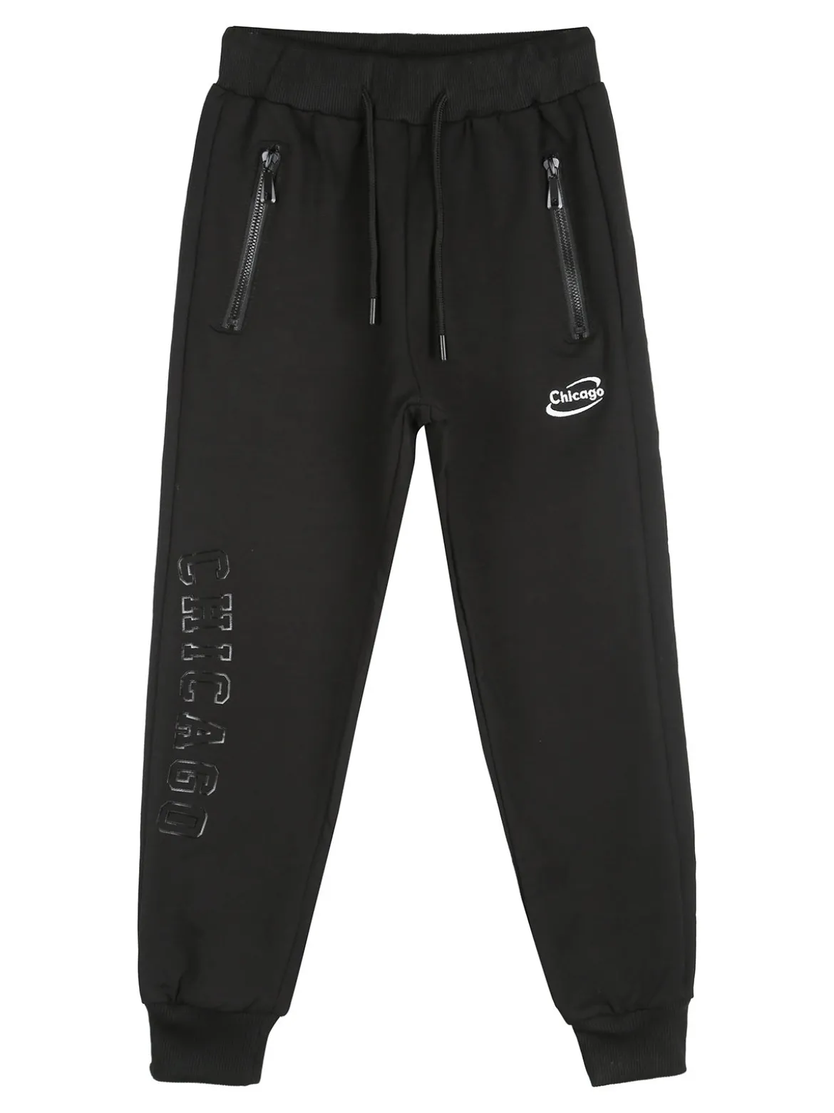 Yi Boy Pantaloni tuta da bambino con polsini e coulisse - nero