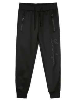 Yi Boy Pantaloni tuta da bambino con polsini e coulisse - nero