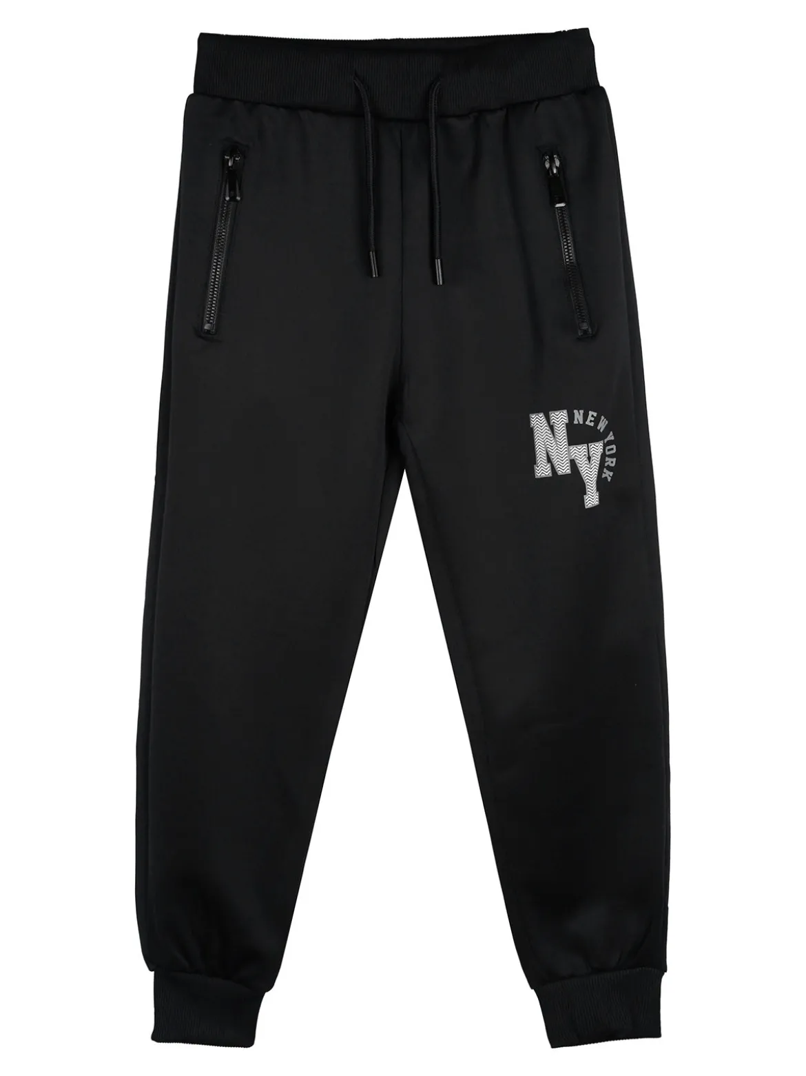 Yi Boy Pantaloni tuta da bambino con polsini e coulisse - nero