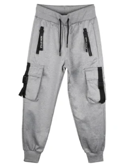 Yi Boy Pantaloni tuta da bambino con tasconi laterali e polsini - grigio