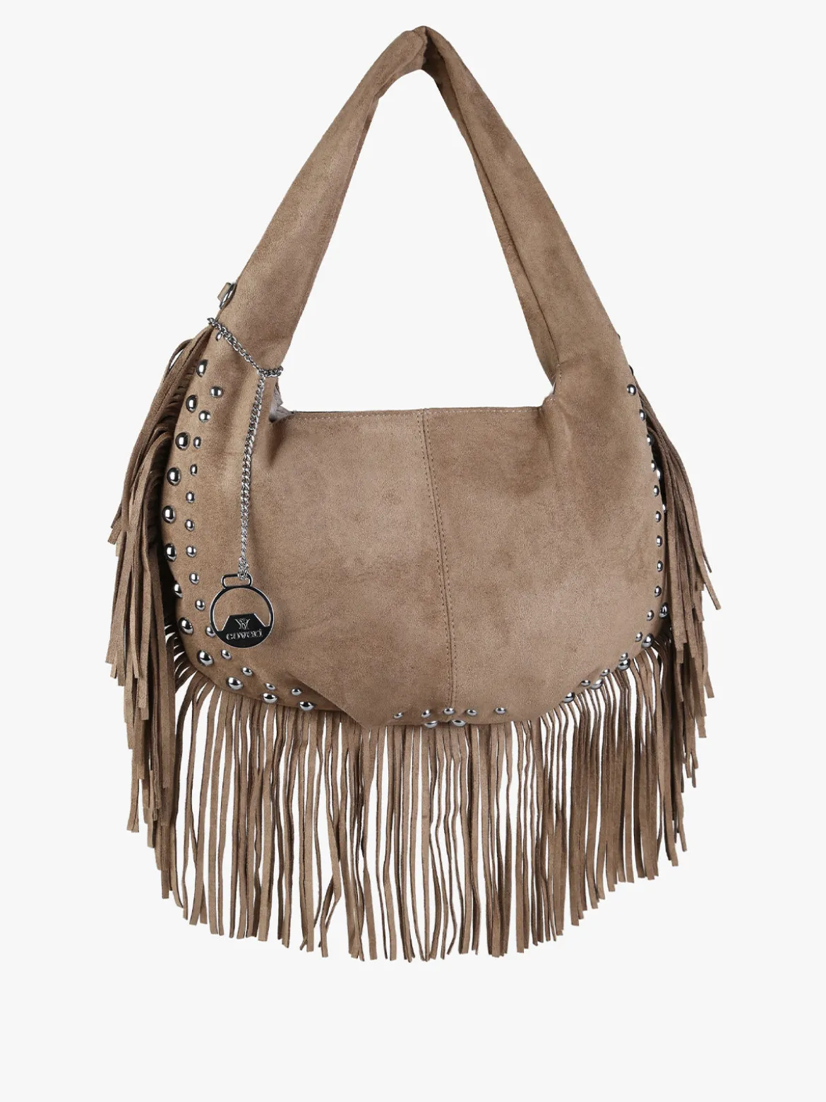 You Young Coveri Borsa a spalla da donna con frange e borchie - khaki
