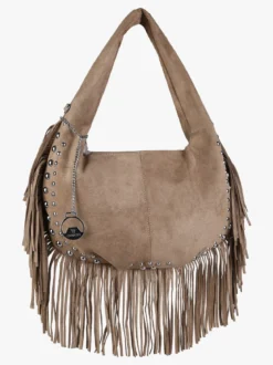 You Young Coveri Borsa a spalla da donna con frange e borchie - khaki