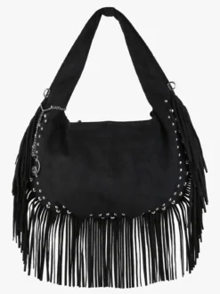 You Young Coveri Borsa a spalla da donna con frange e borchie - nero