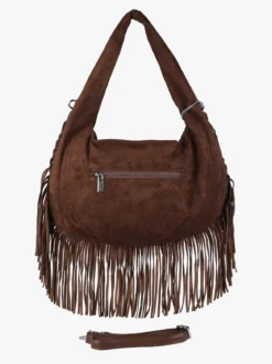 You Young Coveri Borsa a spalla da donna con frange e borchie - moro