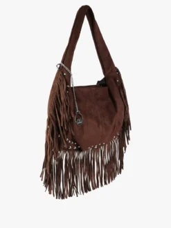 You Young Coveri Borsa a spalla da donna con frange e borchie - moro