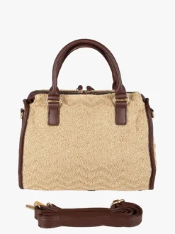 You Young Coveri Borsa bauletto da donna in maglia intrecciata con dettagli in ecopelle - khaki