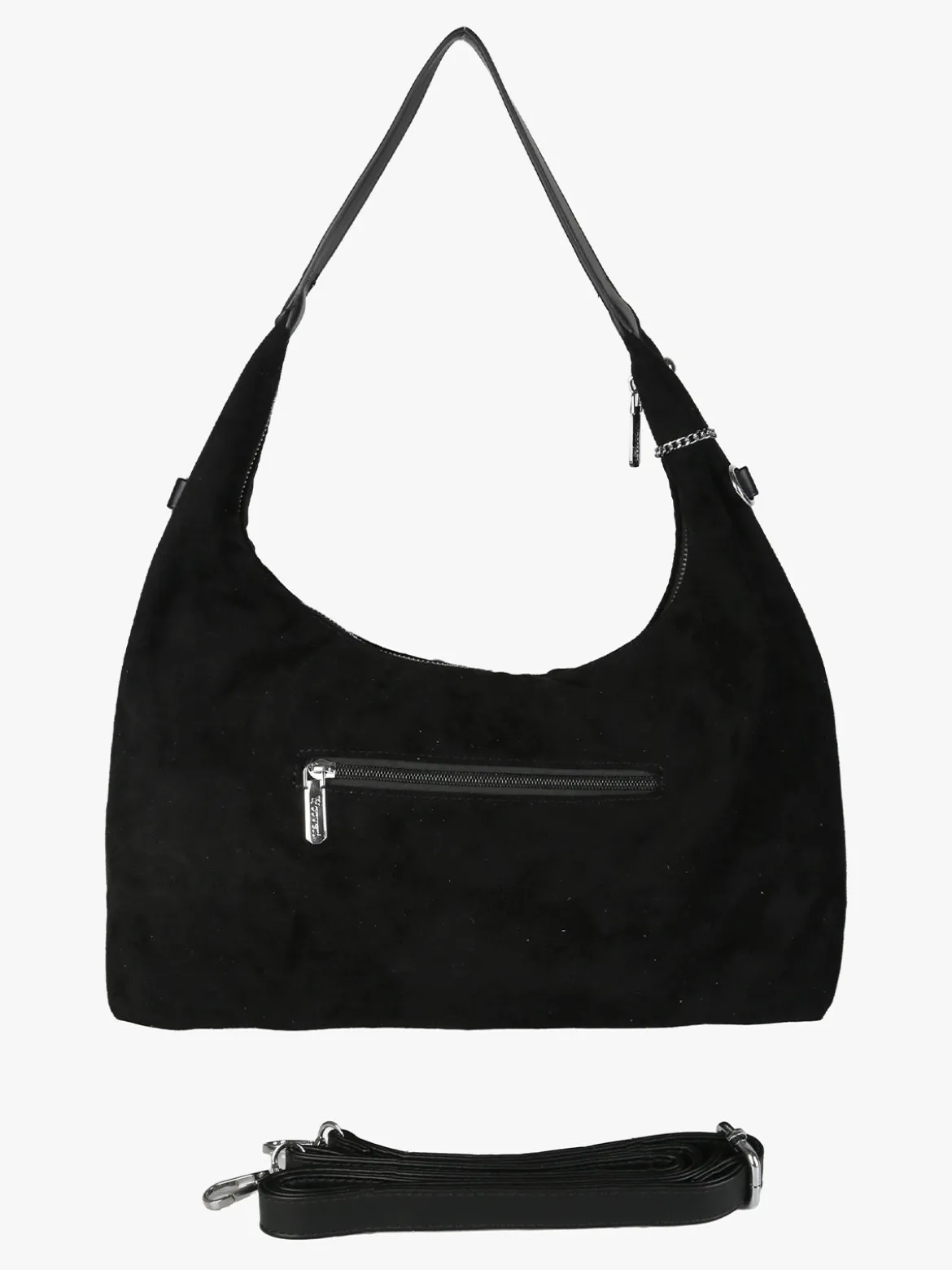 You Young Coveri Borsa hobo da donna in tessuto scamosciato con borchie - nero