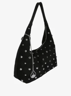 You Young Coveri Borsa hobo da donna in tessuto scamosciato con borchie - nero
