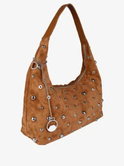 You Young Coveri Borsa hobo da donna in tessuto scamosciato con borchie - khaki