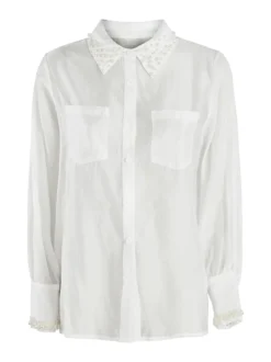 Zayla Camicia donna a maniche lunghe con applicazioni di perle