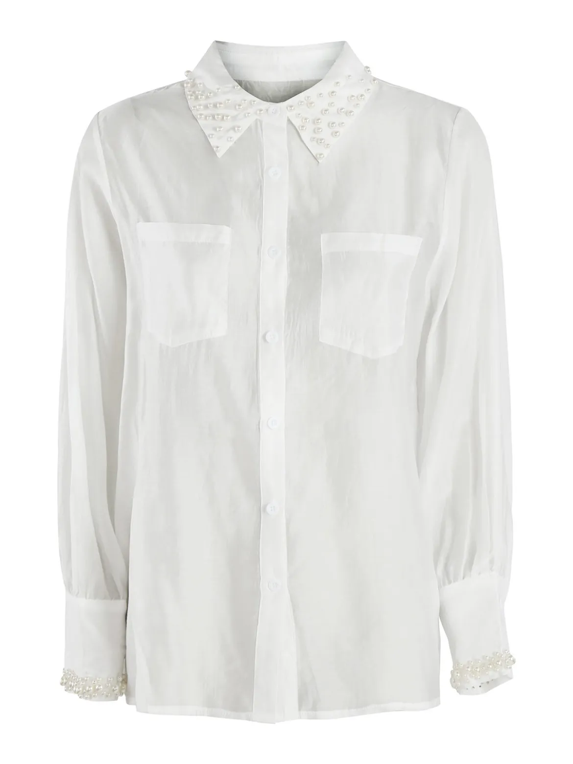 Zayla Camicia donna a maniche lunghe con applicazioni di perle