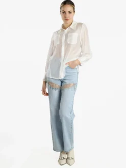 Zayla Camicia donna a maniche lunghe con applicazioni di perle