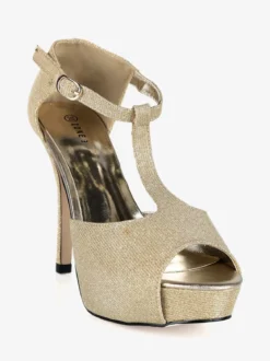 Zone 3 Sandali donna glitter con tacco e plateau