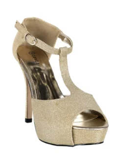 Zone 3 Sandali donna glitter con tacco e plateau